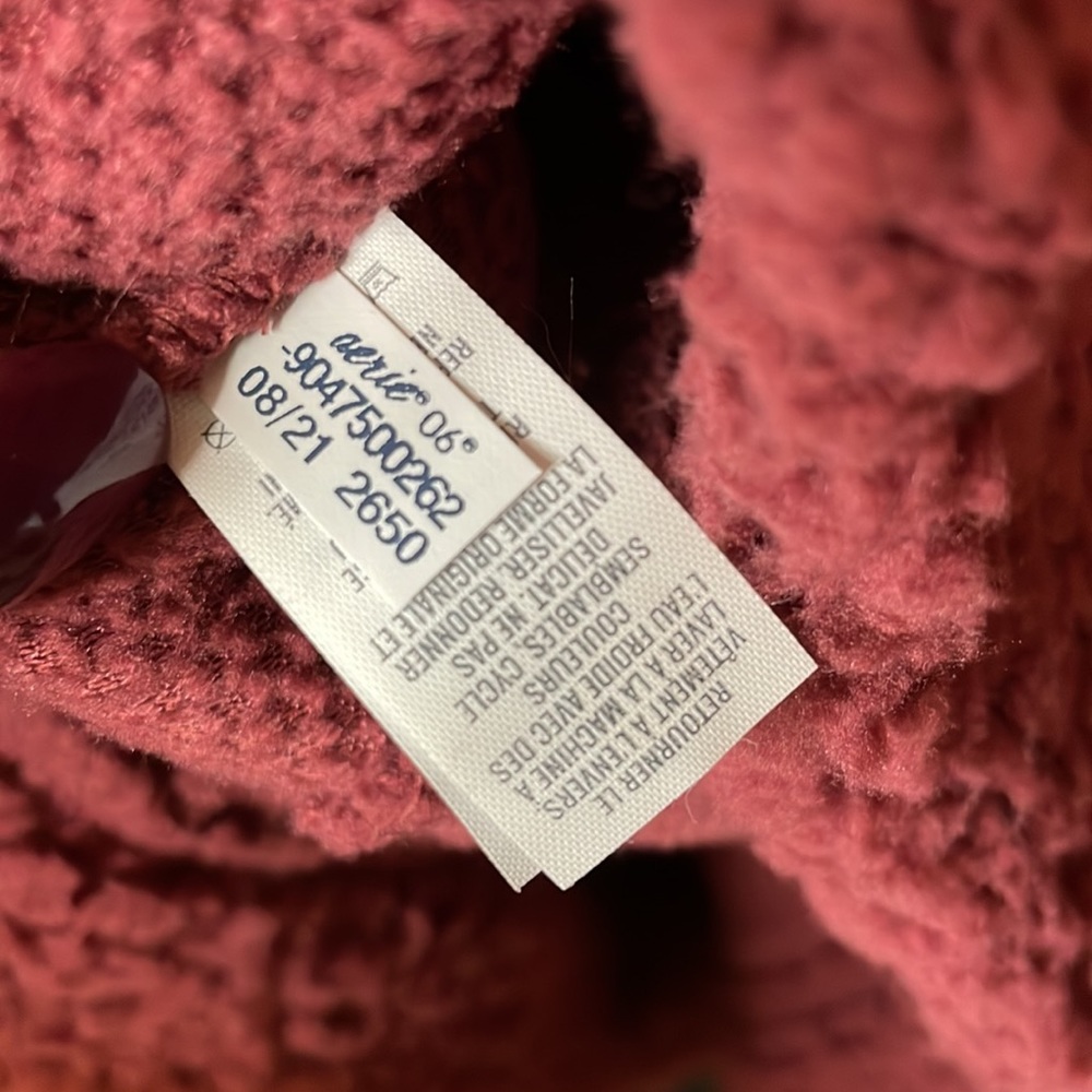 NWOT Aerie Dream Sherpa Quarter Zip Sweatshirt - Brick Stone - Size Large - Picture 15 of 15